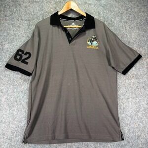 Desired Collection Jamaica Polo Shirt Mens XL Crest Rugby Gray Soccer Sports VTG